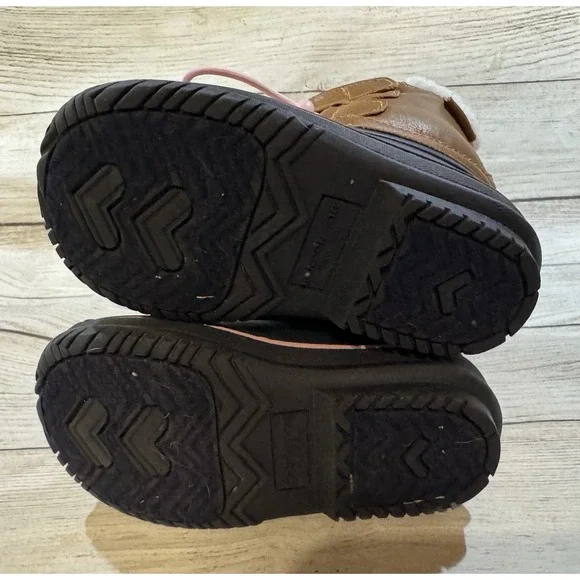 Toddler Girls London Fog Winter Snow Boots Hook Loop Brown Blue Size 6 - Picture 5 of 7